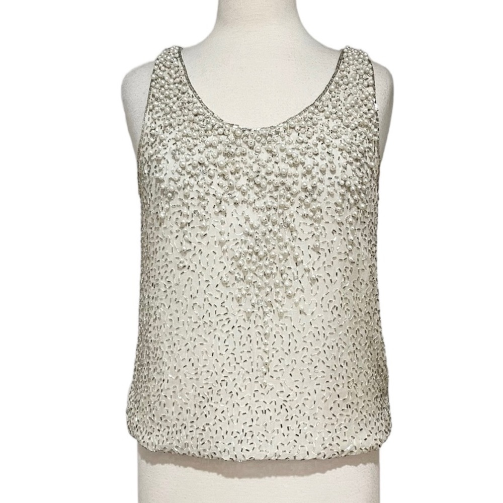 Vintage Judith Ann Creations 100% Silk Beaded Top